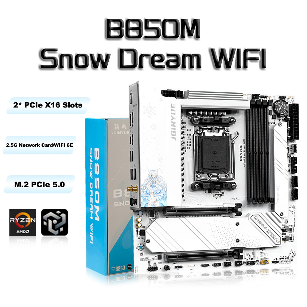 Am5 Micro Atx Pcie 5.0 Motherboard - JGINYUE B850M Snow Dream WIFI Gaming